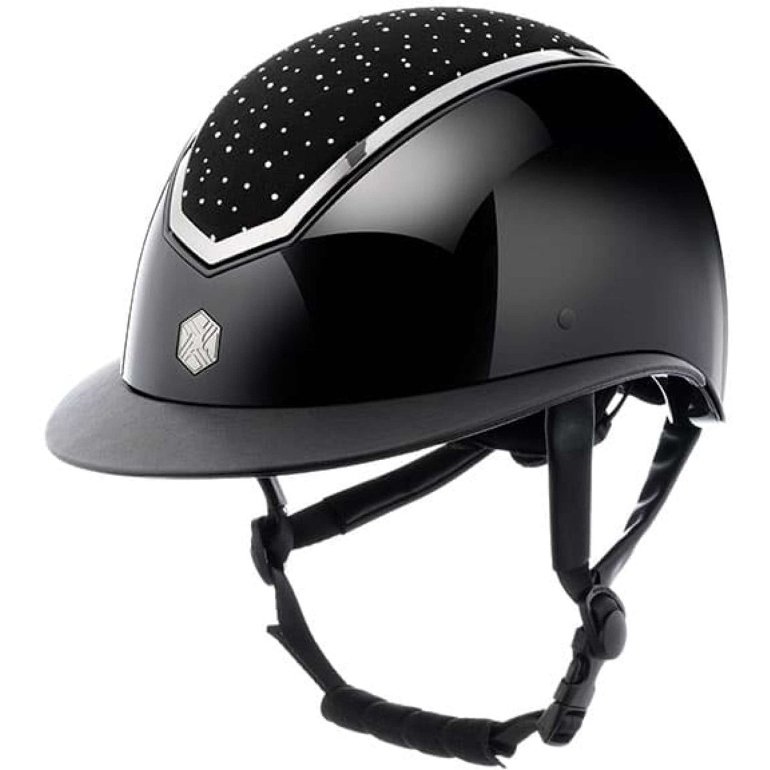 Charles Owen Casco Kylo Crystal Wide Peak Black Gloss/Chrome