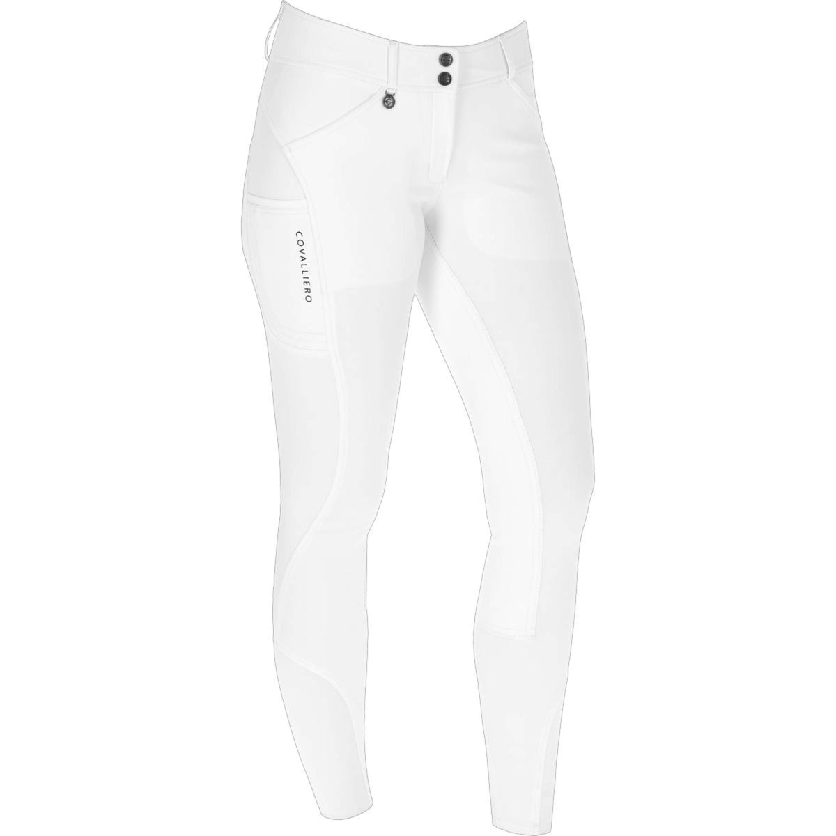 Covalliero Pantalón de Equitación Premium Leather Full Grip SS25 Blanco