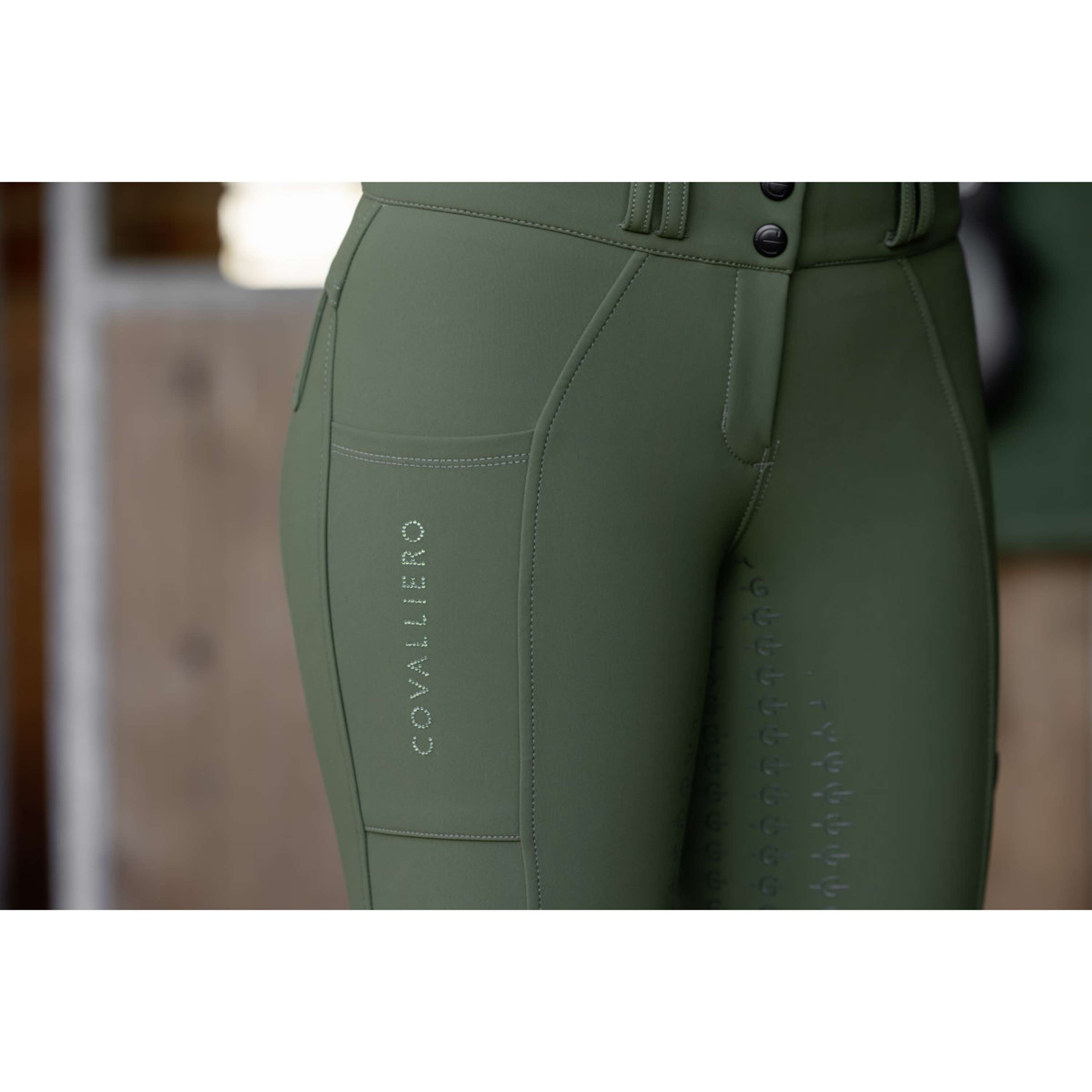 Covalliero Pantalón de Equitación Hight Waist Full Grip AW26 Forest Green