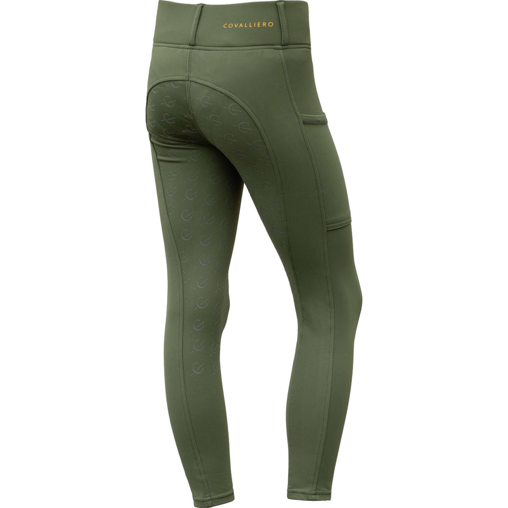 Covalliero Legging de Equitación Full Grip AW26 Kids Forest Green