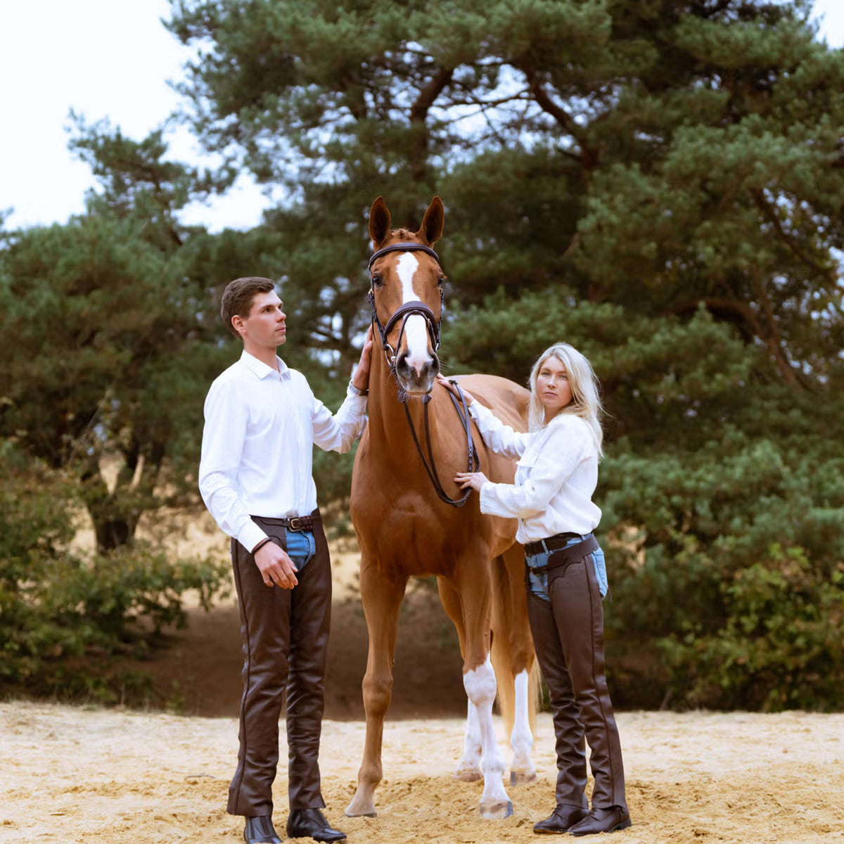 Dyon Chaps largos de Cuero Standard Marron