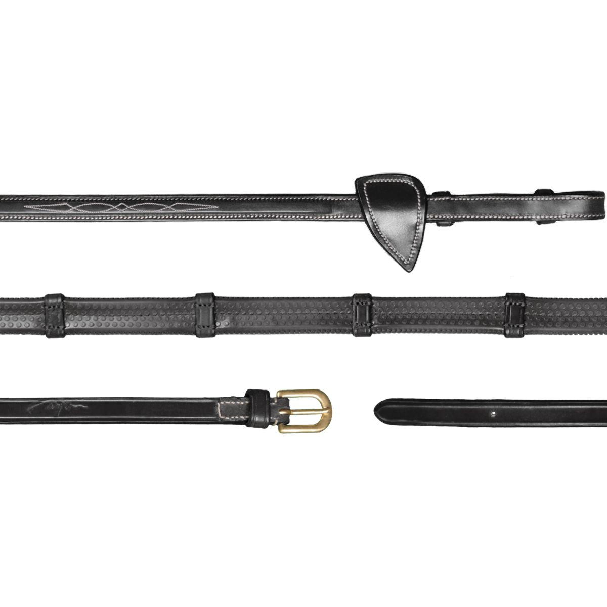 Dyon Riendas Rubber 1/2 con Topes de Cuero Negro