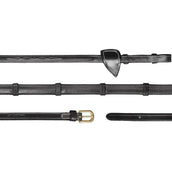 Dyon Riendas Rubber 1/2 con Topes de Cuero Negro