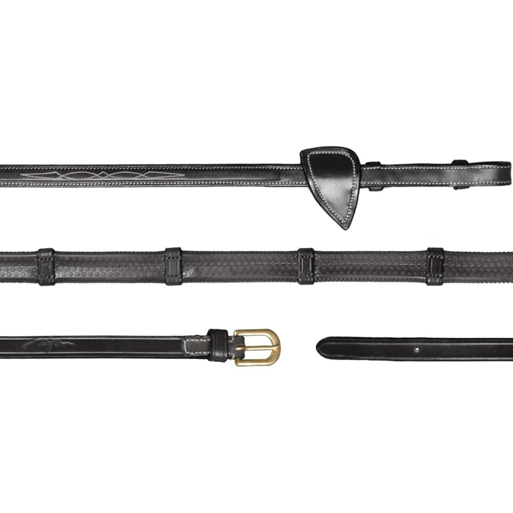 Dyon Riendas Rubber 1/2 con Topes de Cuero Negro