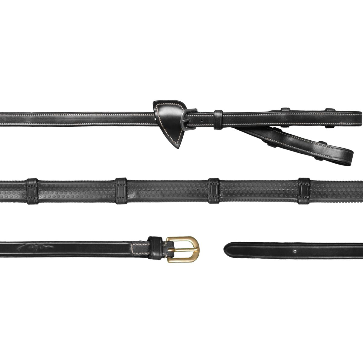 Dyon Riendas Converter Rubber 1/2 con Topes de Cuero Negro