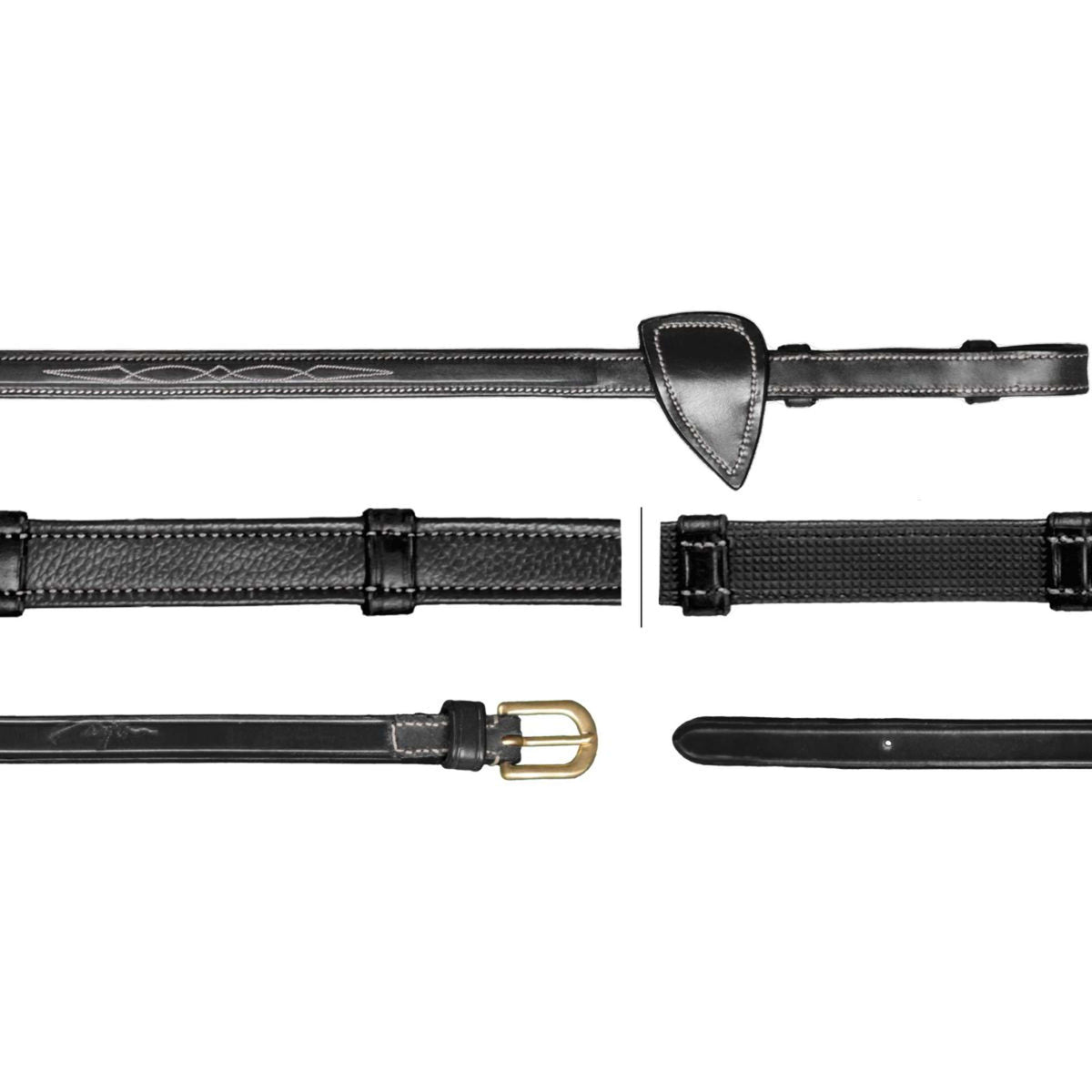Dyon Riendas Hunter 5/8 con Topes de Cuero Negro