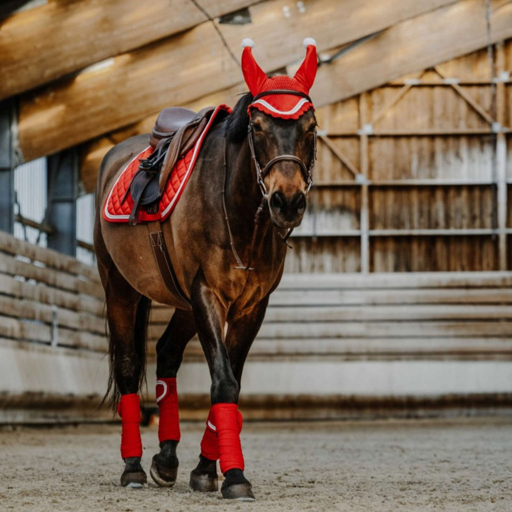 EQUITHÈME Bonete para Orejas Navidad Rojo