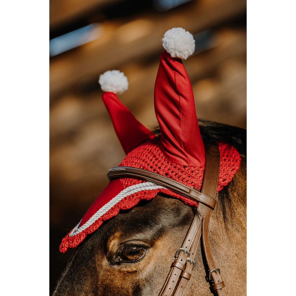 EQUITHÈME Bonete para Orejas Navidad Rojo