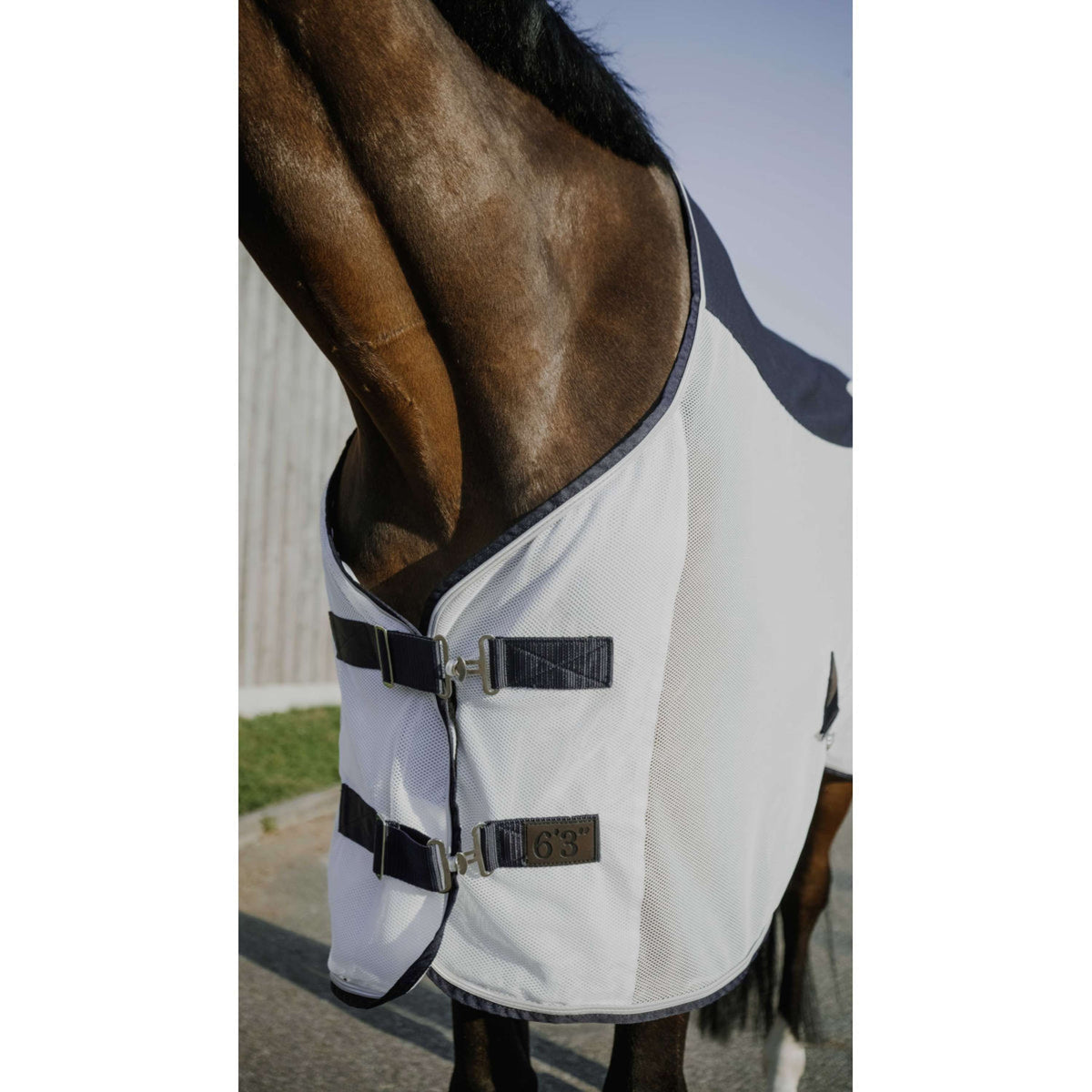EQUITHÈME Manta Antimoscas Flycool Standard Marino/Blanco