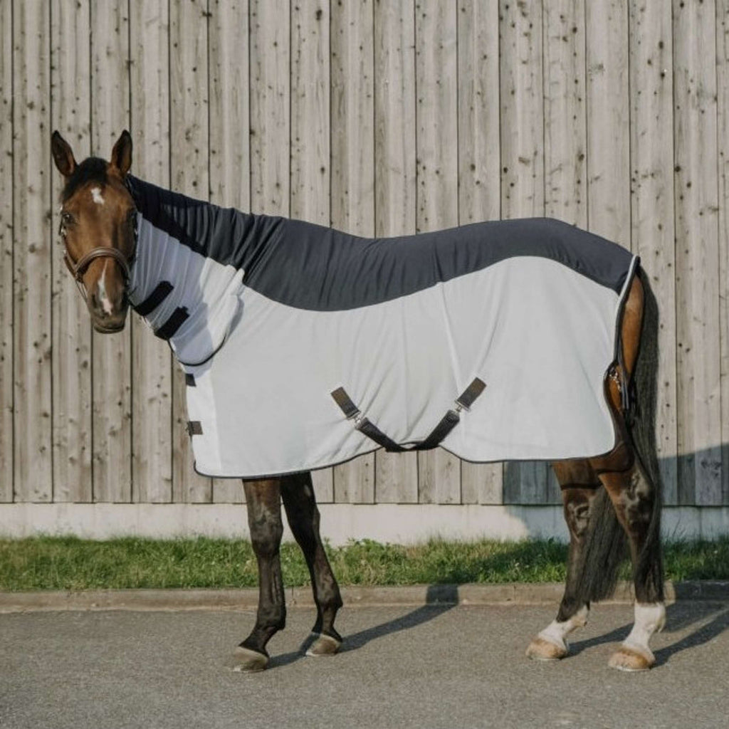 EQUITHÈME Manta Antimoscas Flycool Combo con cuello Marino/Blanco