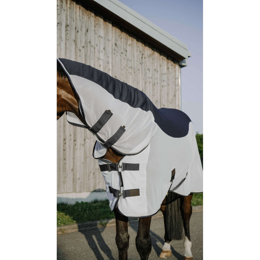 EQUITHÈME Manta Antimoscas Flycool Combo con cuello Marino/Blanco
