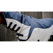 EQUITHÈME Manta Antimoscas TYREX Combofly 600D con cuello Navy Blue/Grey