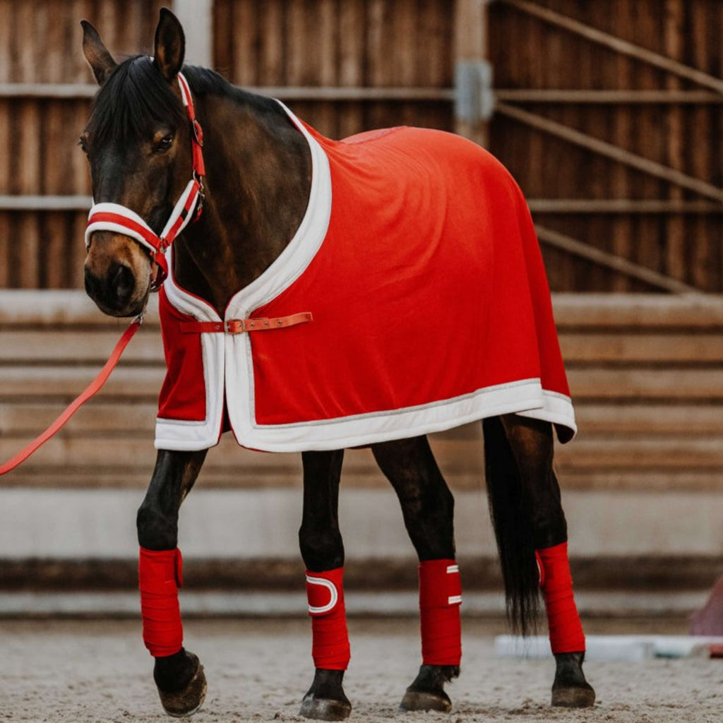 EQUITHÈME Manta para el sudor Navidad Fleece Rojo