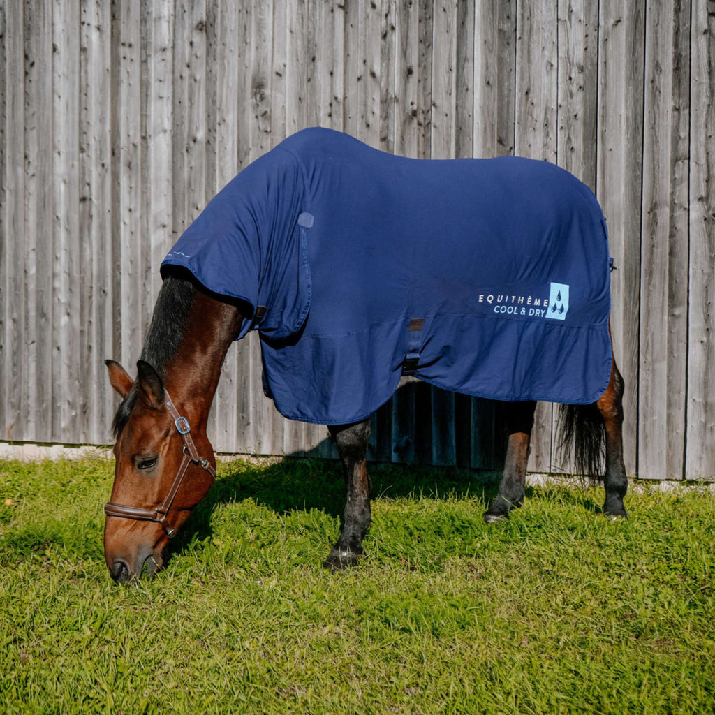 EQUITHÈME Manta Refrescante Cool& Dry Fresh Combo Azul Marino