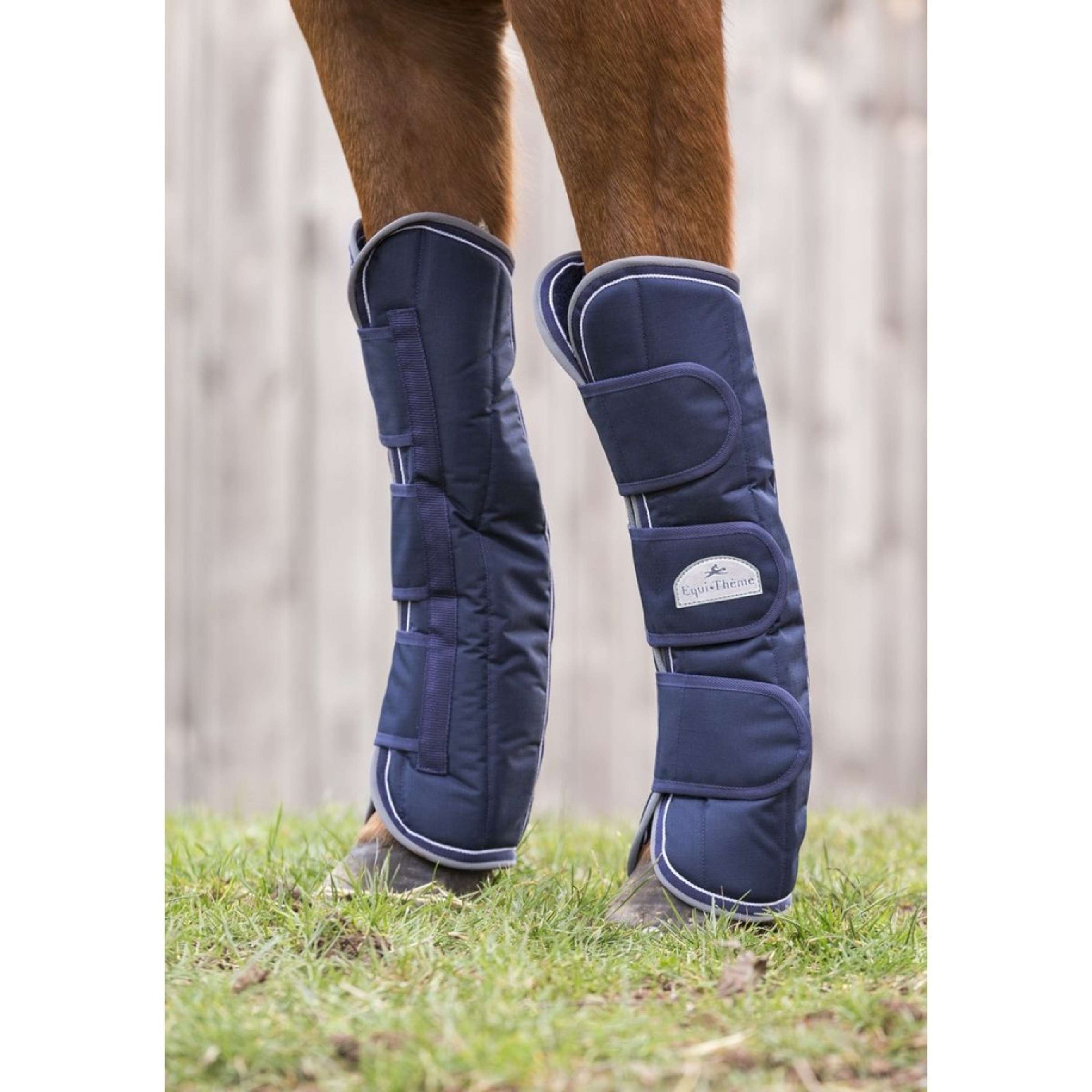 EQUITHÈME Protectores de transporte Tyrex 600D Marino/Gris Puntos EQUITHÈME Protectores de transporte Tyrex 600D Marino/Gris Puntos