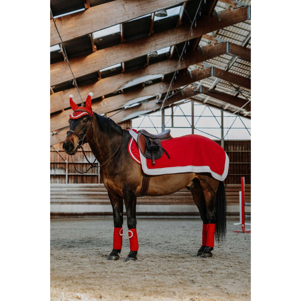 EQUITHÈME Bonete para Orejas Navidad Rojo