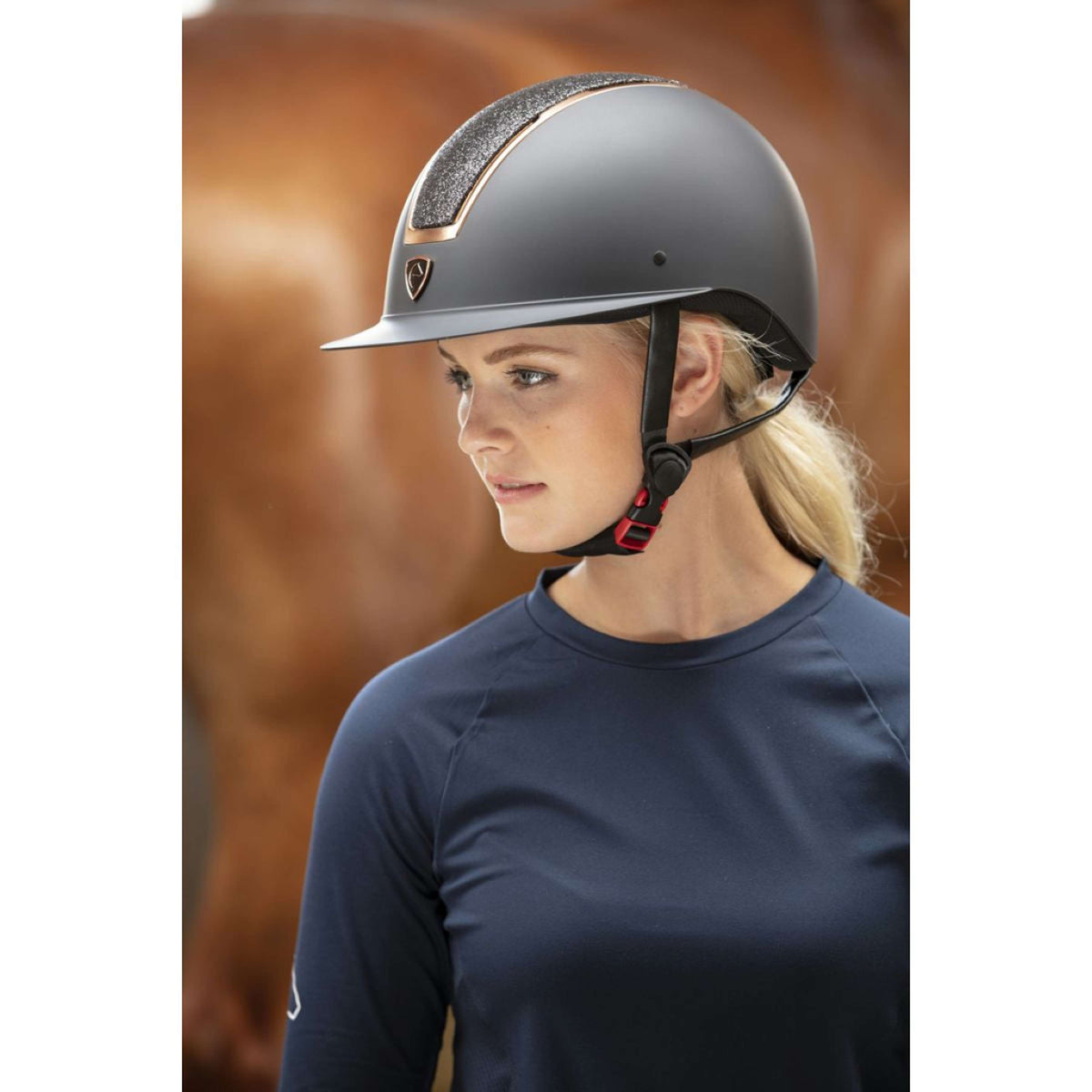 EQUITHÈME Gorra Glint Mat Negro/Oro Rosa