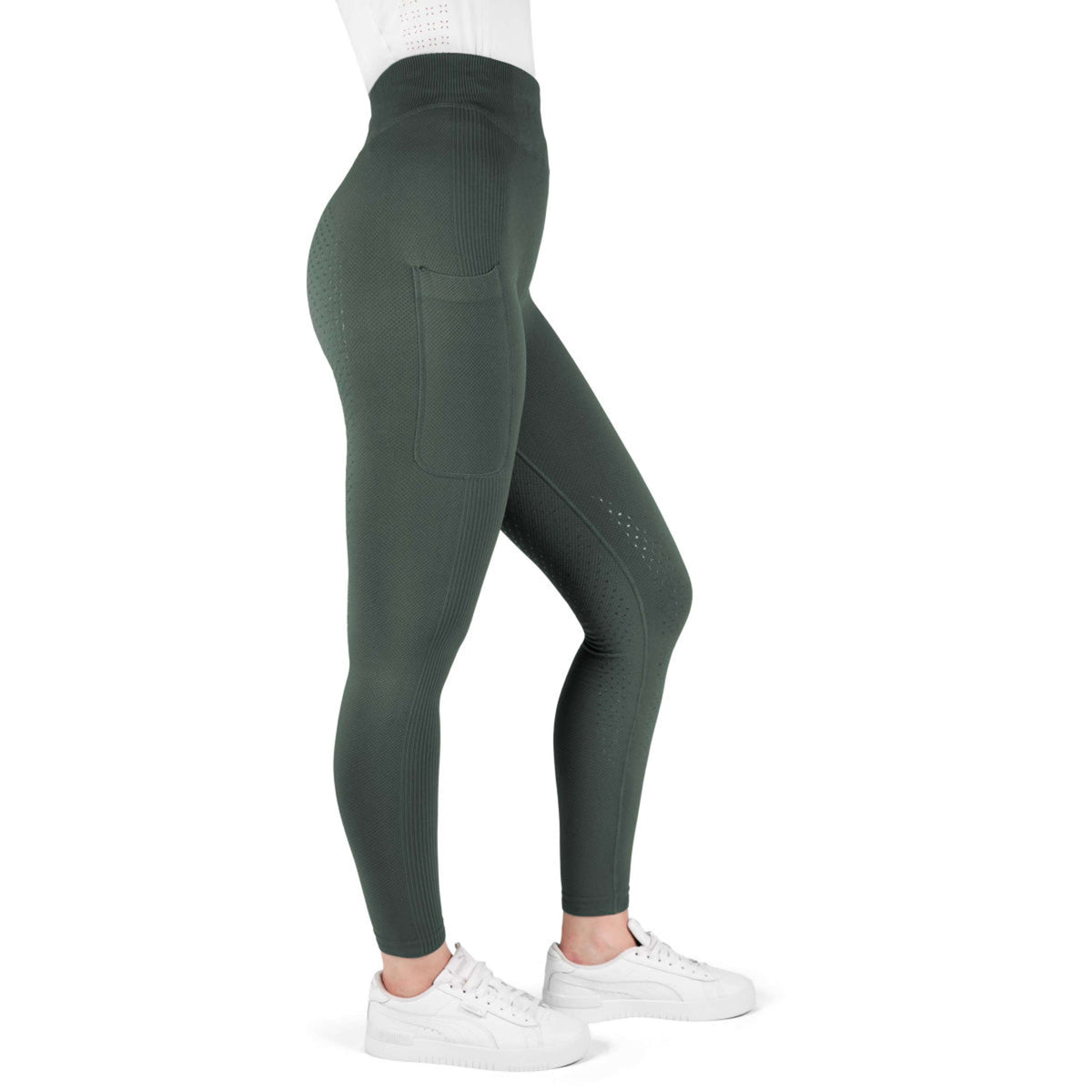 EQUITHÈME Legging de Equitación Acacia Full Grip Khaki