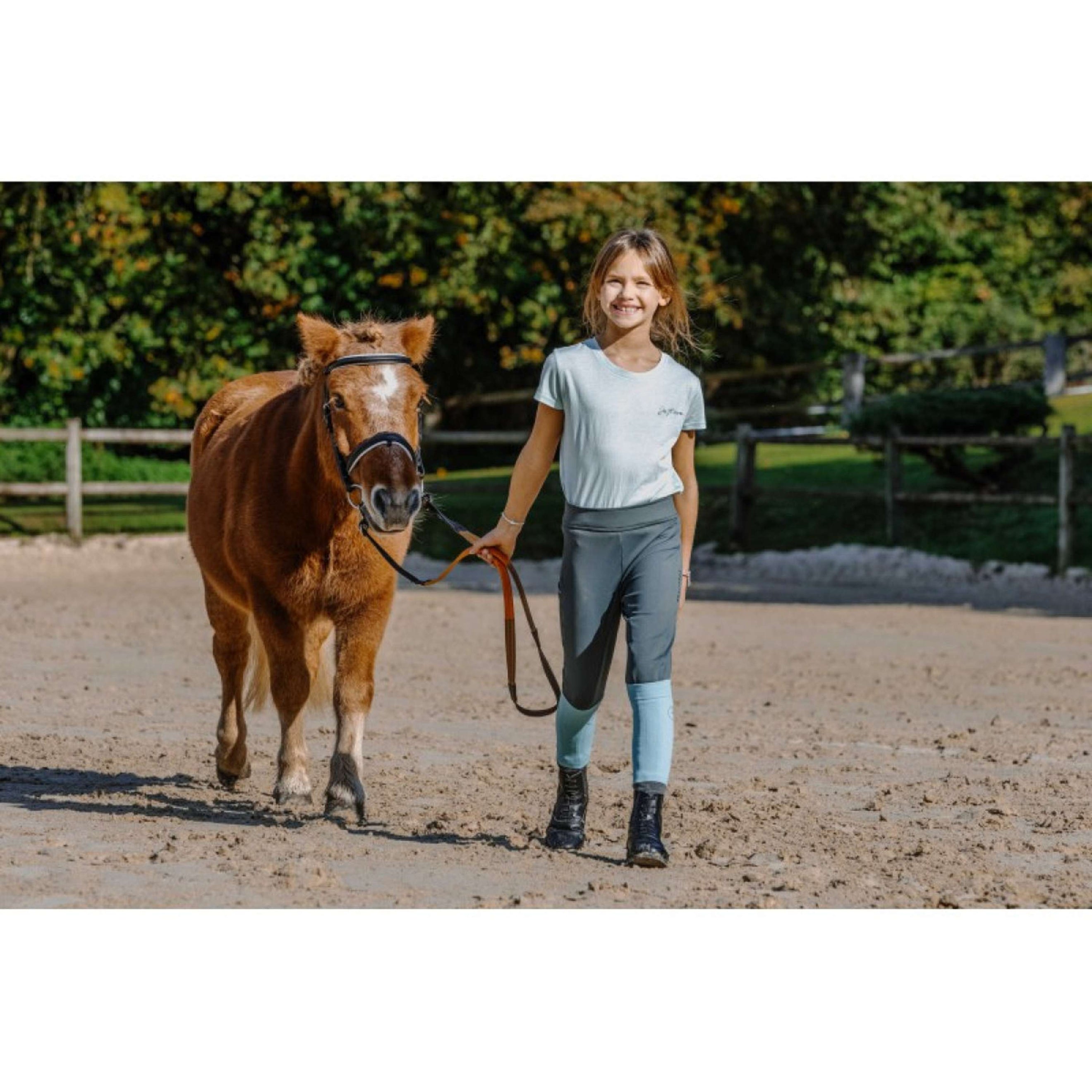 EQUITHÈME Legging de Equitación Birdy Kids Full Grip Khaki