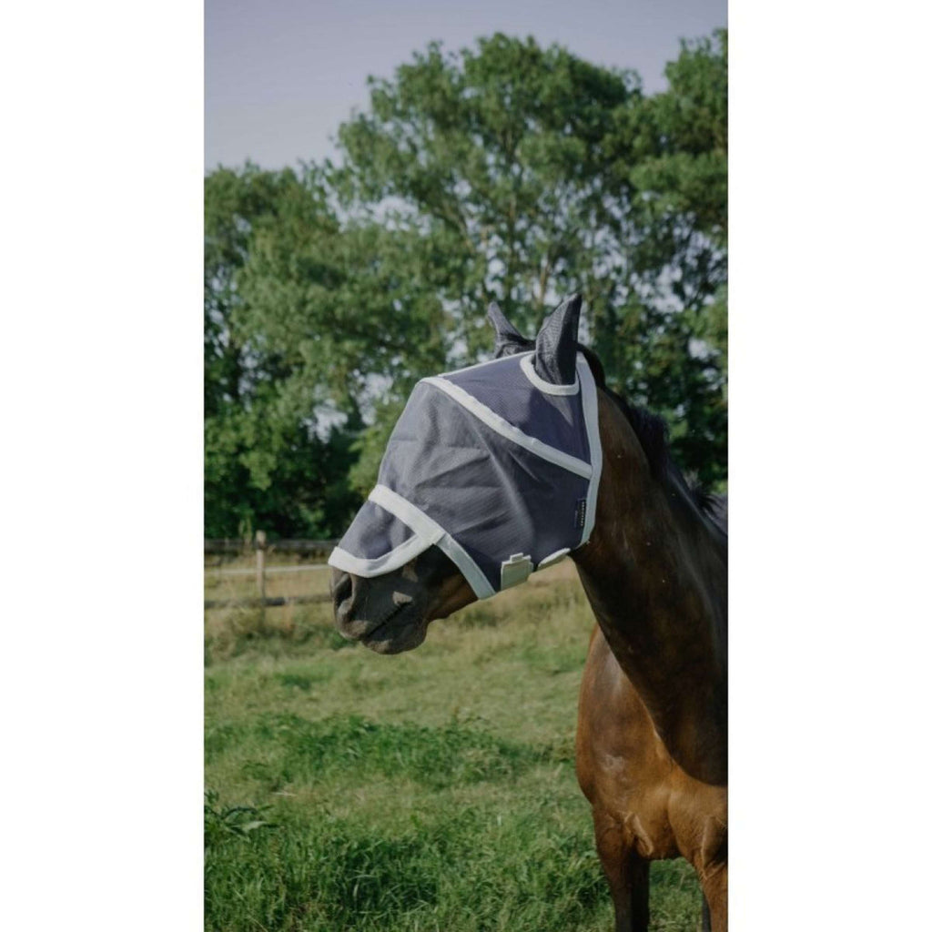 EQUITHÈME Máscara Antimoscas Hoop con Protección UV Navy
