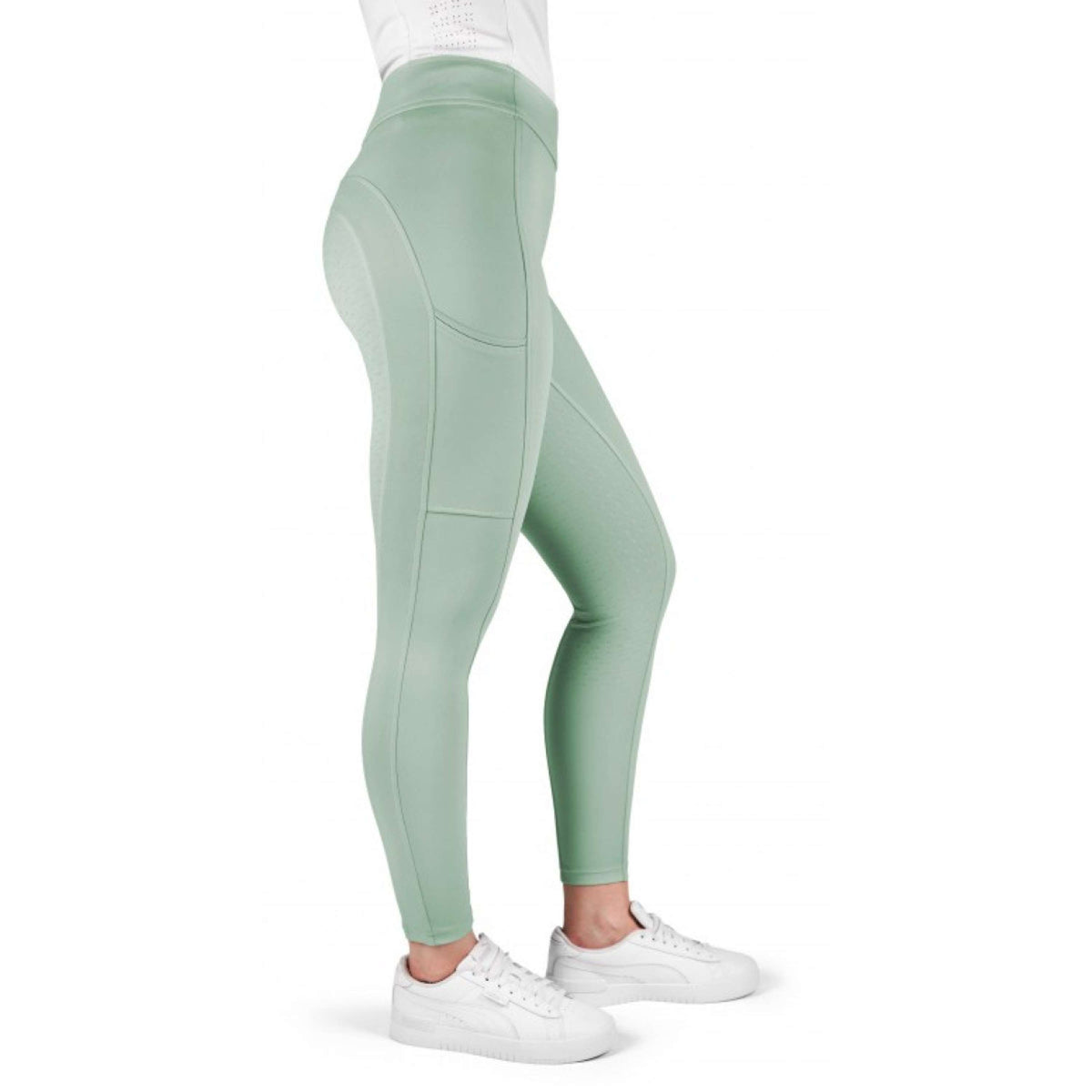 EQUITHÈME Legging de Equitación Birdy Full Grip Verde claro