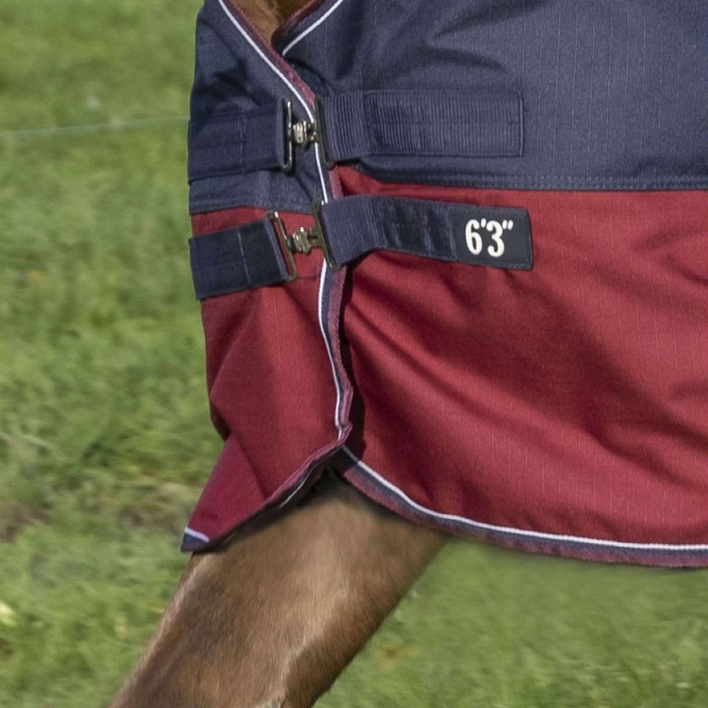 EQUITHÈME Alfombra de Exterior Tyrex 1200D 0g con Media Cuello Navy/Bordeaux