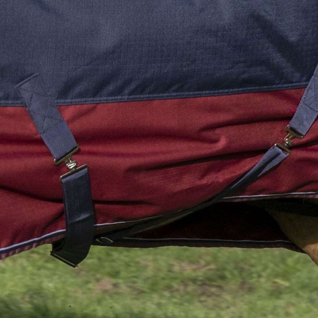 EQUITHÈME Alfombra de Exterior Tyrex 1200D 0g con Media Cuello Navy/Bordeaux