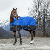 EQUITHÈME Alfombra de Exterior Tyrex 1200D Aisance 50g con Media Cuello Azul/Negro