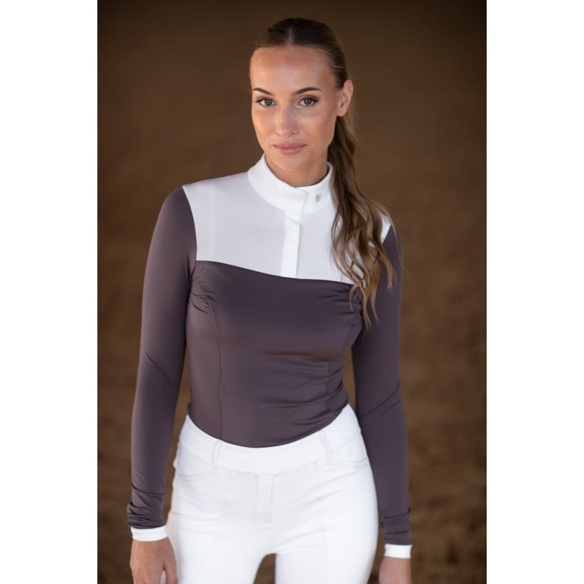 Equestrian Stockholm Camiseta de Competición Fine Line Blanco/Dark Violet