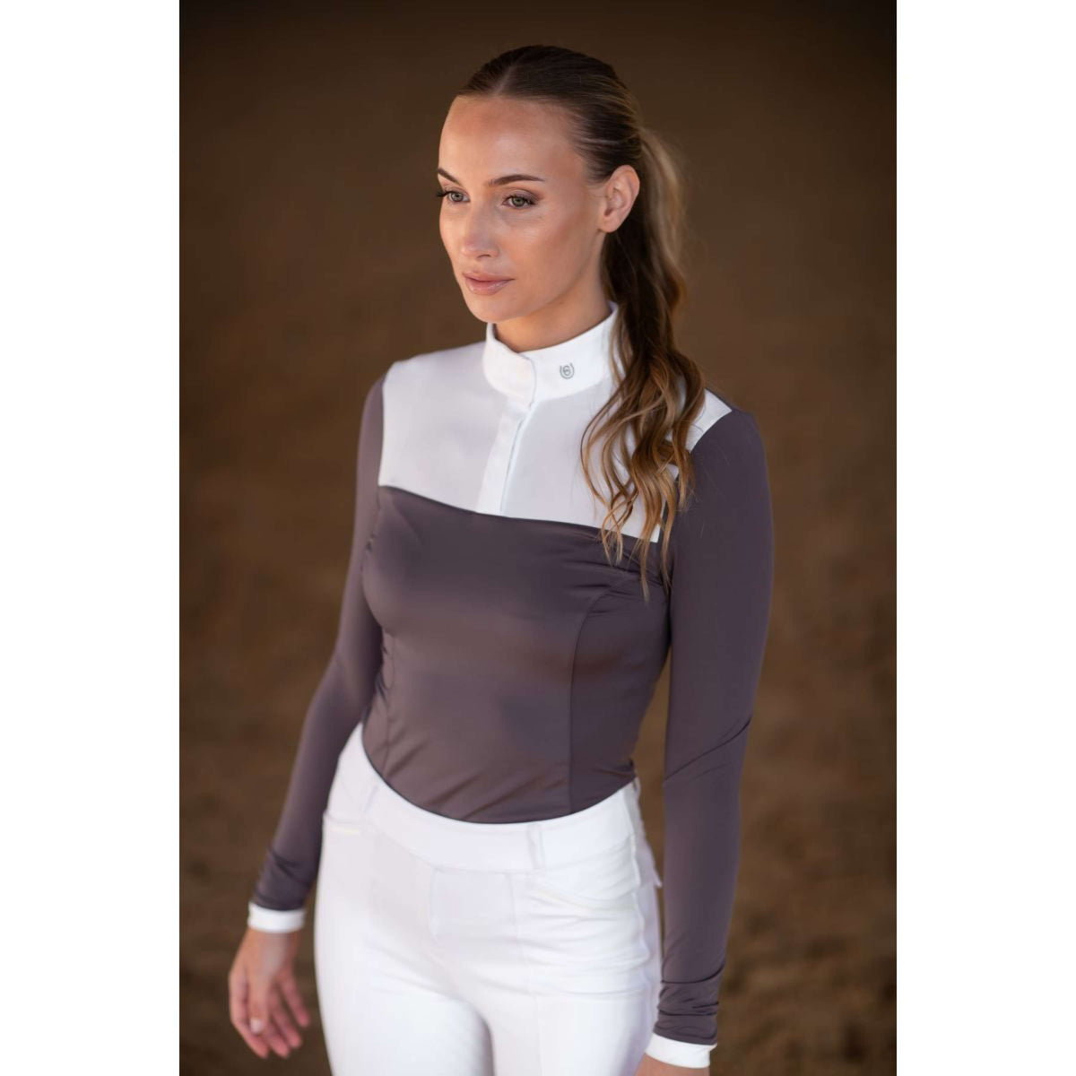 Equestrian Stockholm Camiseta de Competición Fine Line Blanco/Dark Violet