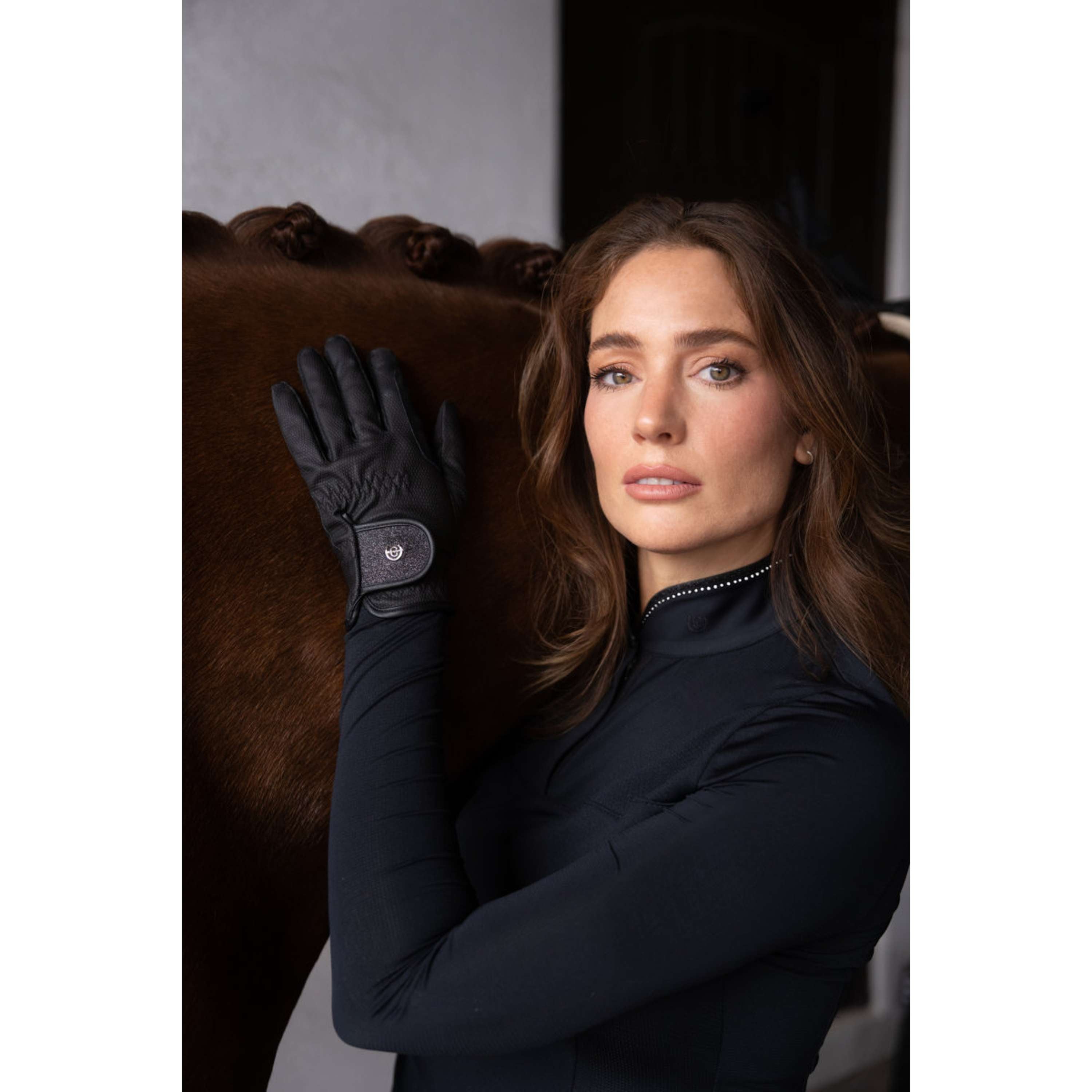 Equestrian Stockholm Guantes de Equitación Motion All Black Glimmer