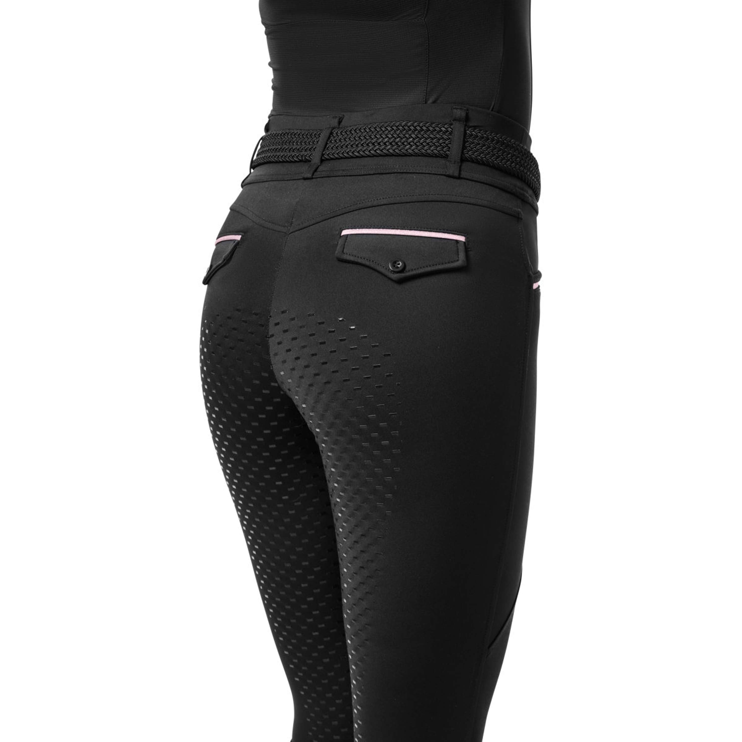 Equestrian Stockholm Legging de Equitación Premium Full Grip Black & Pink Glimmer
