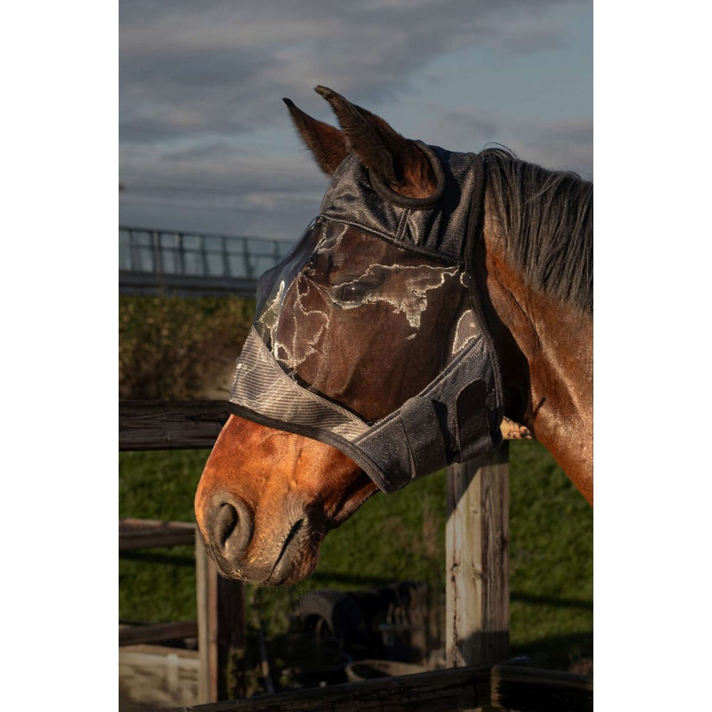 Harry's Horse Máscara Antimoscas Flyshield Sin orejas Negro