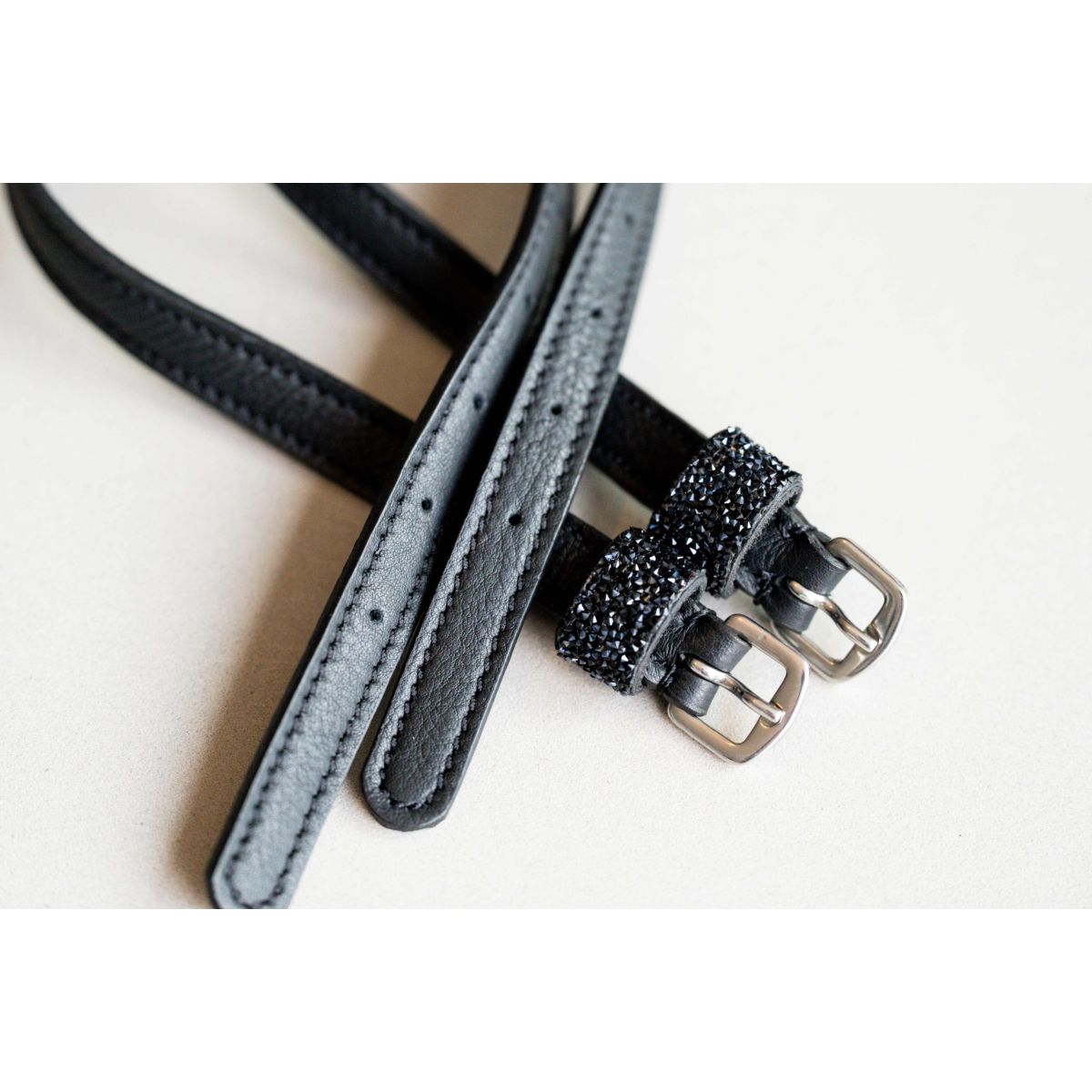 HB Ruitersport Correas para espuelas Showtime Sparkle Negro/Negro