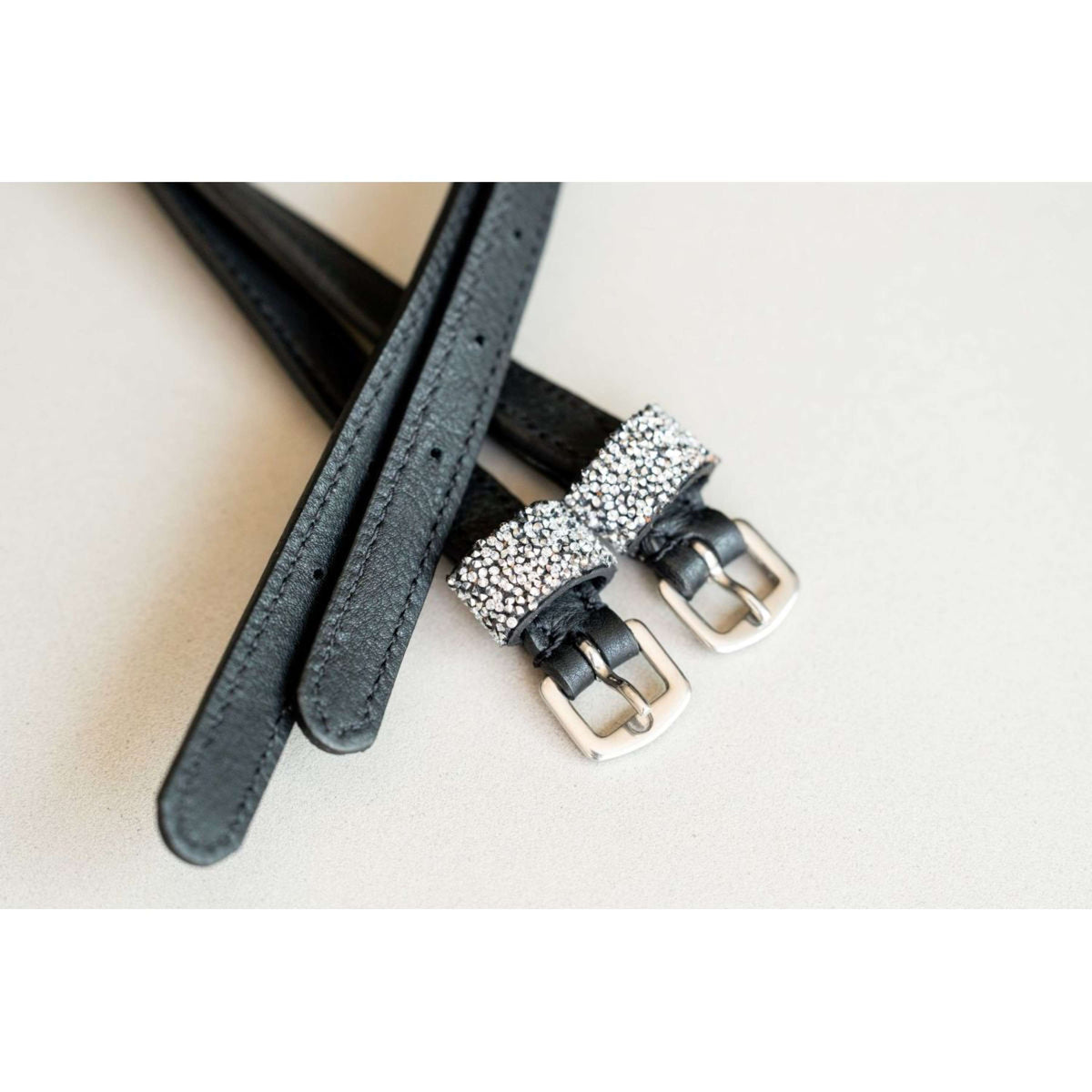 HB Ruitersport Correas para espuelas Showtime Sparkle Negro/Plata