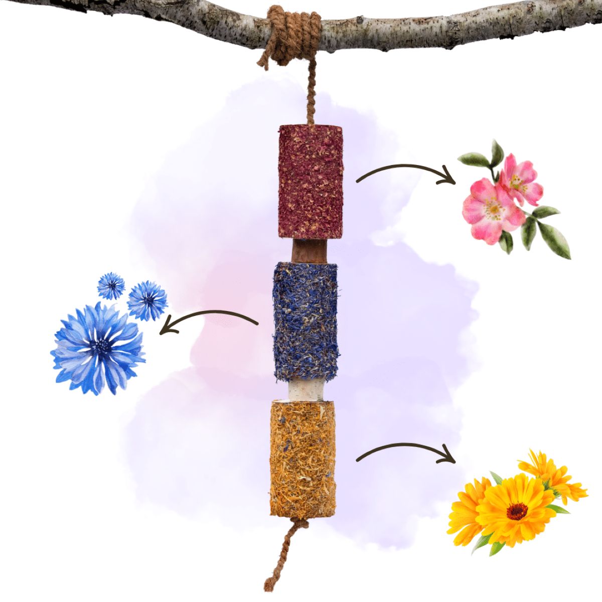 Herbie Juguete de madera a base de hierbas Happiness