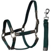 HORKA Juego de Cabestro Cuero con nylon trenzado Marron Verde