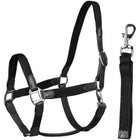 HORKA Juego de Cabestro Cuero con nylon trenzado Negro