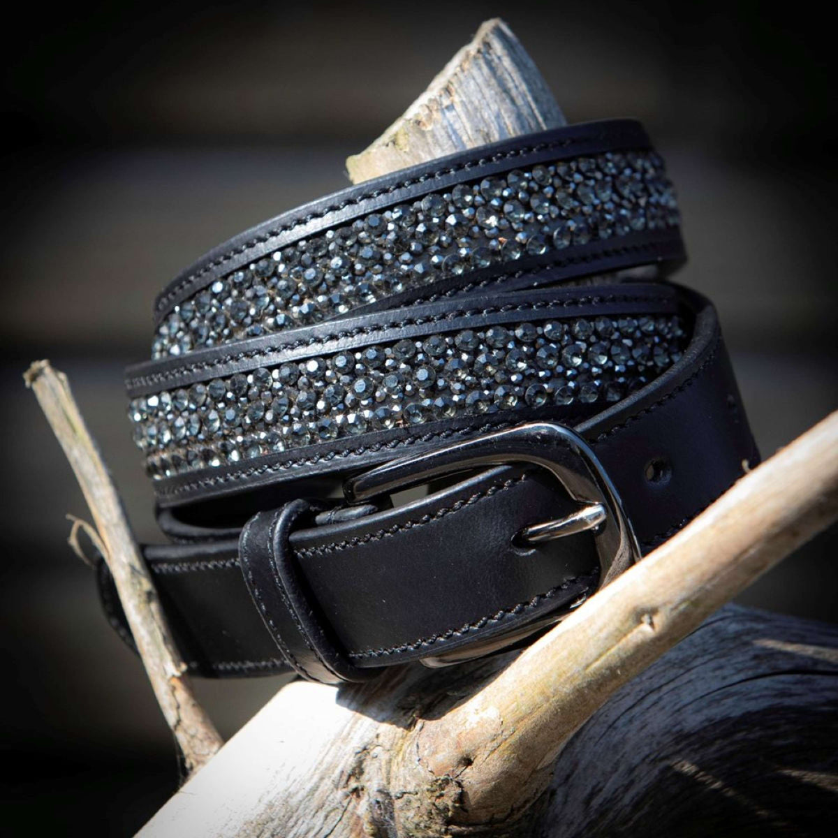 Harry's Horse Cinturón Leder Crystal Negro/Gunmetal