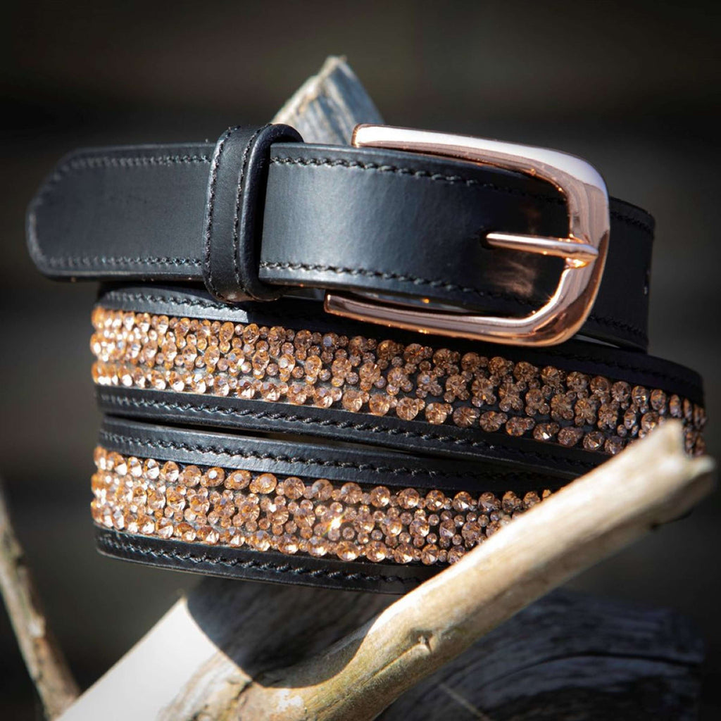 Harry's Horse Cinturón Leder Crystal Negro/Oro rosa