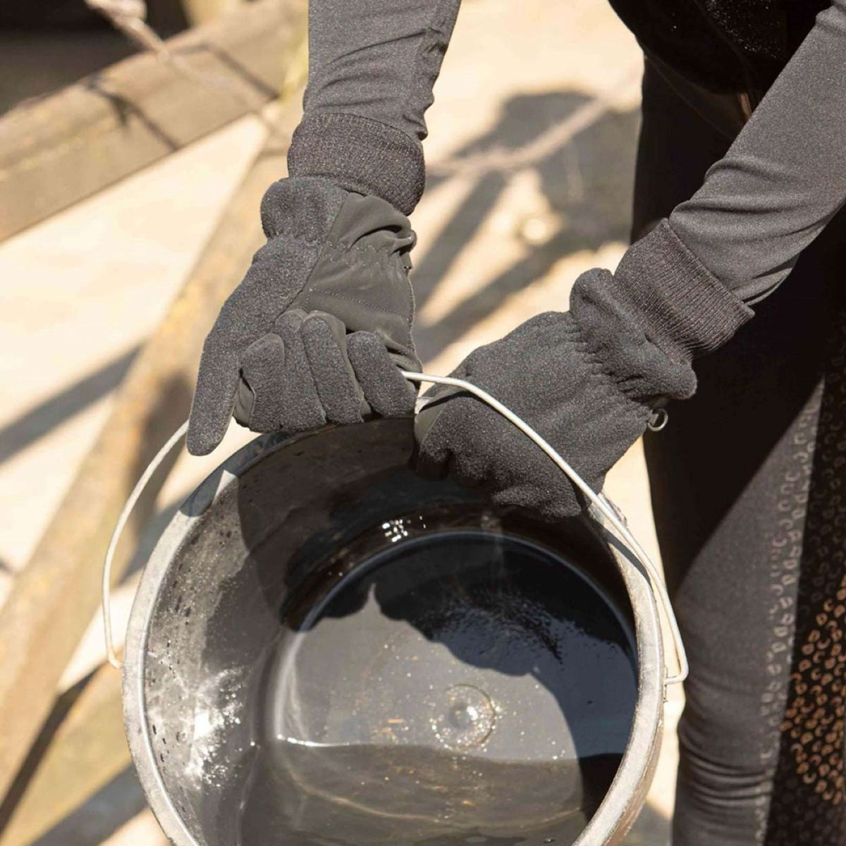 Harry's Horse Guantes de Equitación Fleece Waterproof Hipora Negro