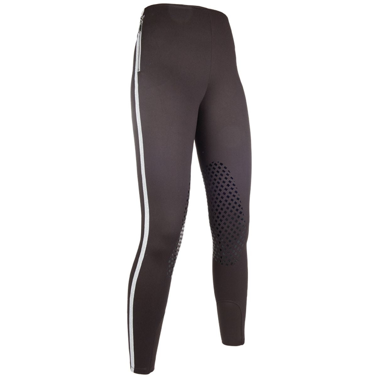 HKM Legging de Equitación Glorenza Rodillera de Silicona Marron pantano