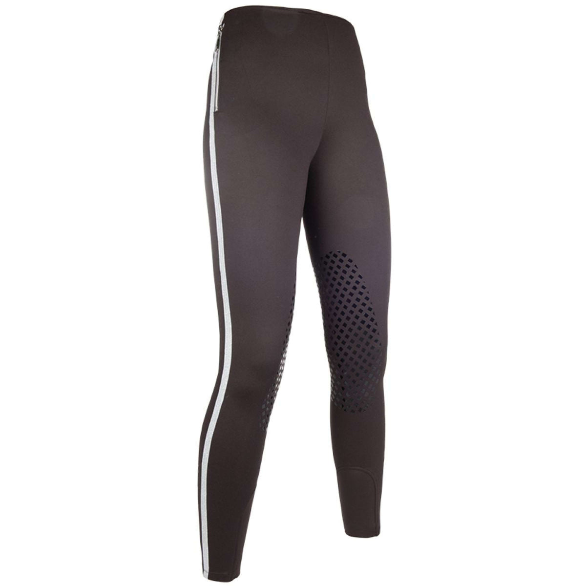 HKM Legging de Equitación Glorenza Rodillera de Silicona Marron pantano