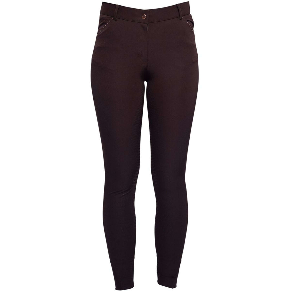 HKM Pantalón de Equitación Rosegold Glamour Full Grip Marron/Oro Rosa