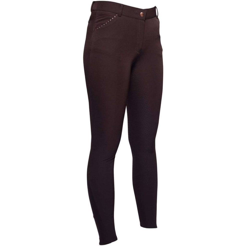 HKM Pantalón de Equitación Rosegold Glamour Full Grip Marron/Oro Rosa