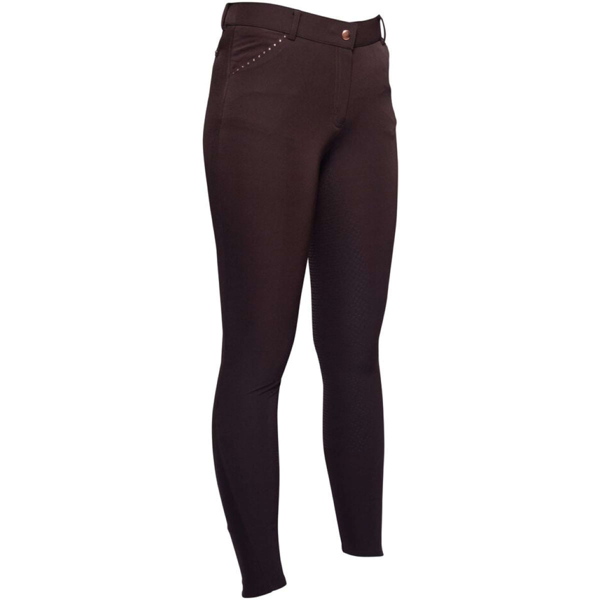 HKM Pantalón de Equitación Rosegold Glamour Full Grip Marron/Oro Rosa