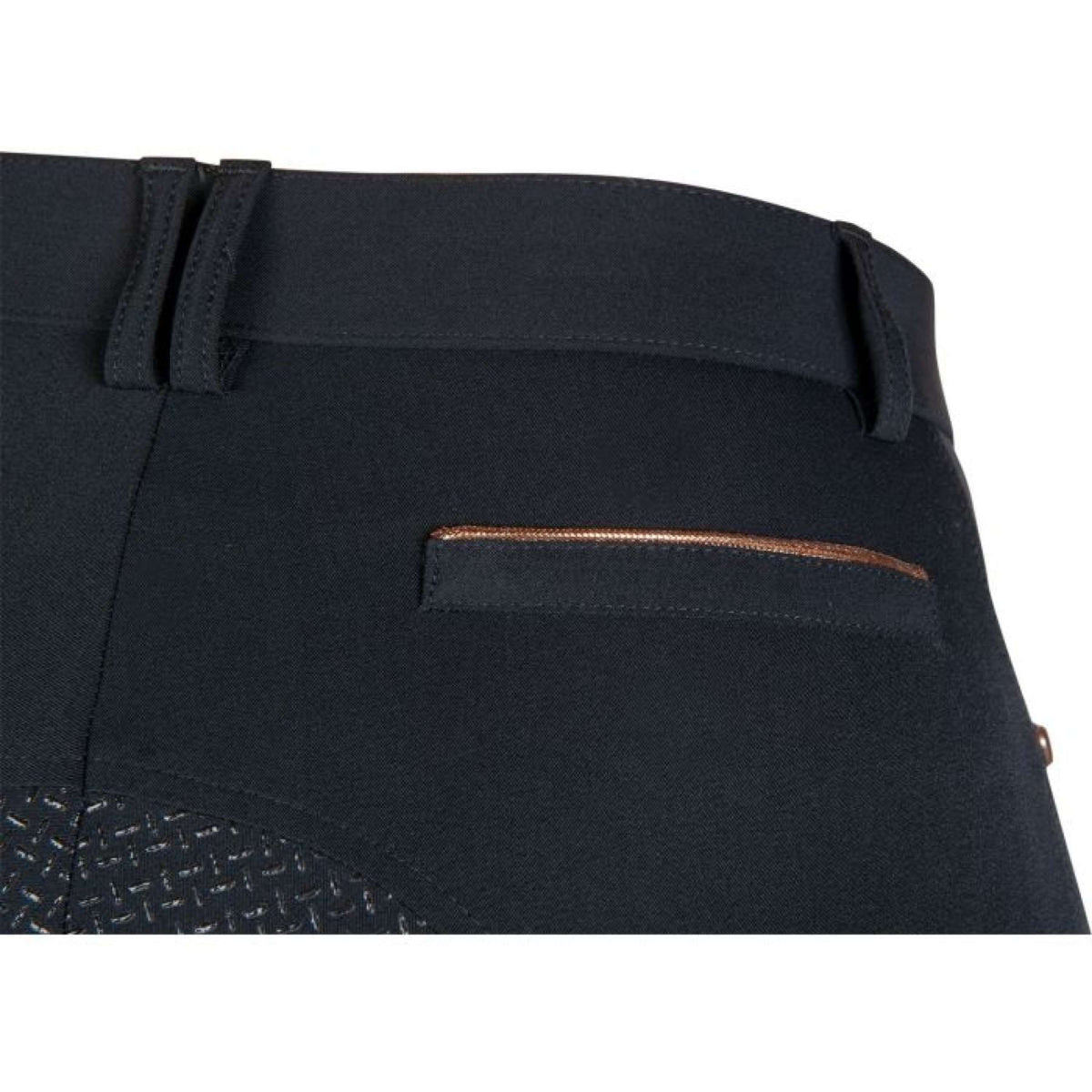 HKM Pantalón de Equitación Rosegold Glamour Full Grip Negro/Oro rosa