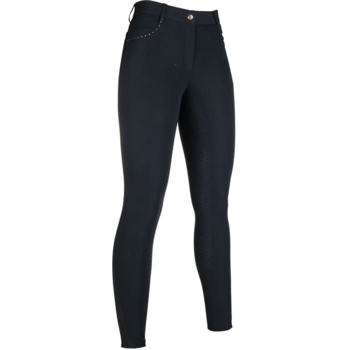 HKM Pantalón de Equitación Rosegold Glamour Full Grip Negro/Oro rosa