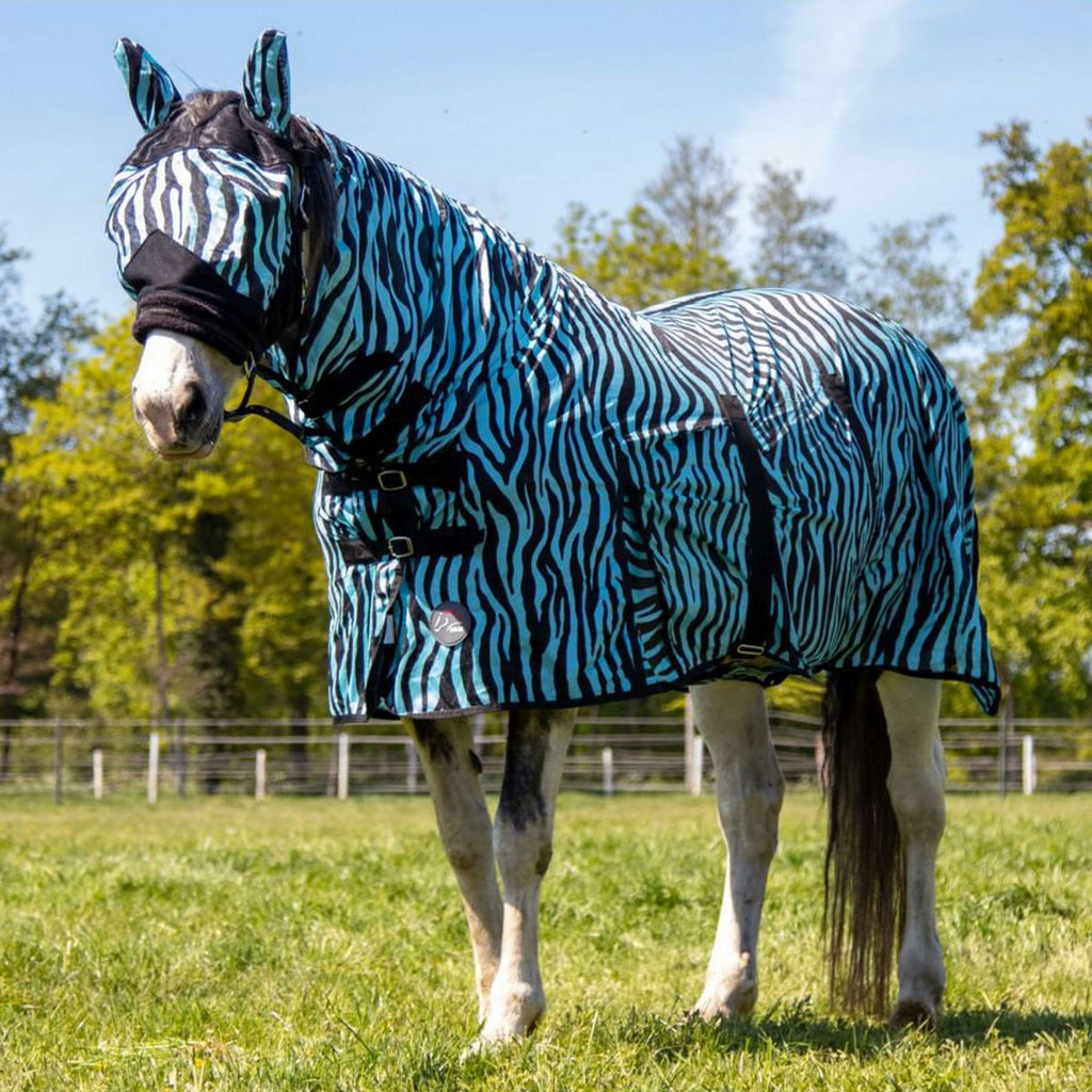 HKM Manta Antimoscas Zebra con cuello Aqua/Negro