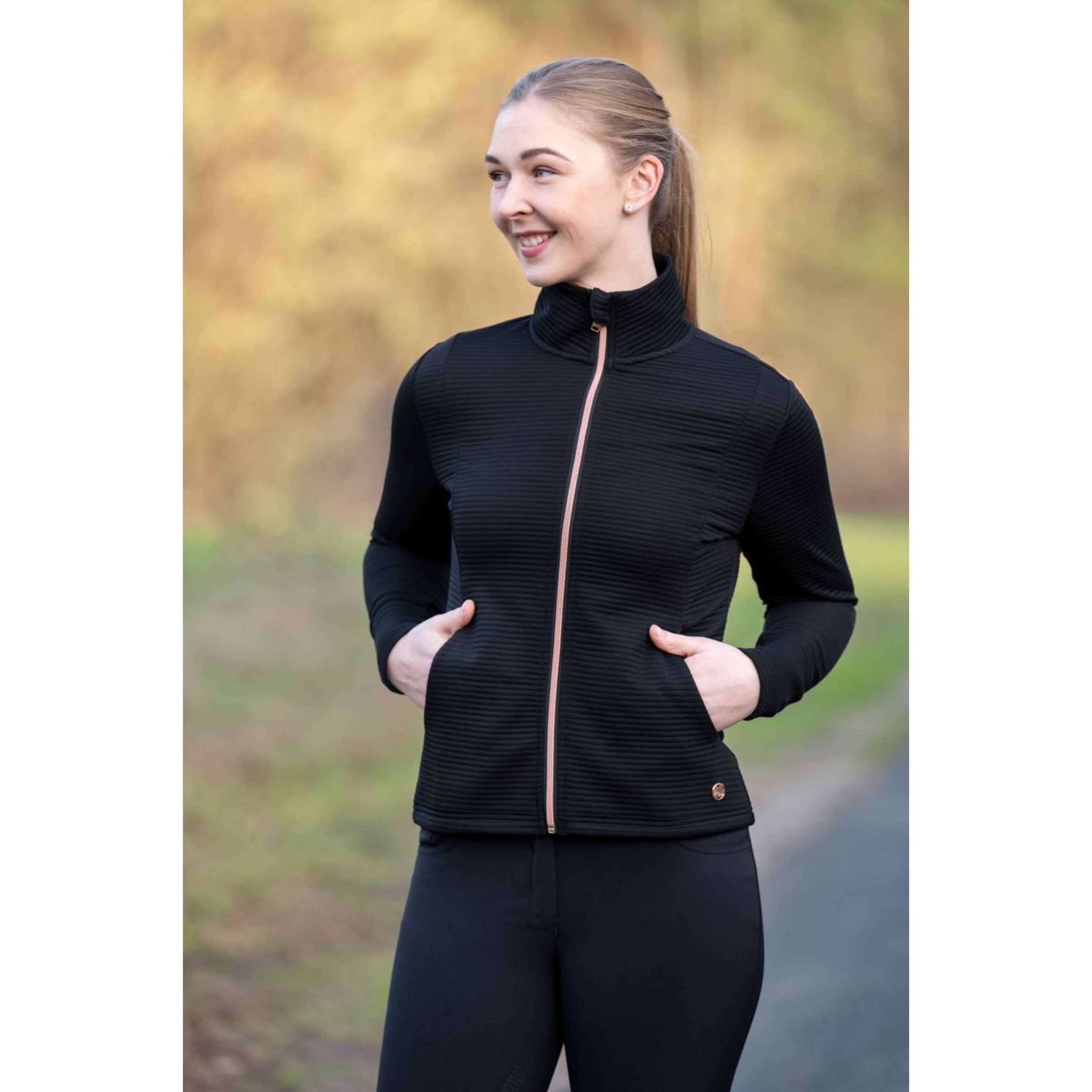 HKM Sudadera con capucha y cremallera Yvonne Negro